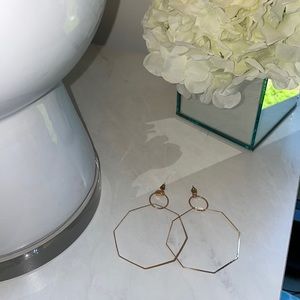 Forever 21 rose gold dangle octagon hoops
